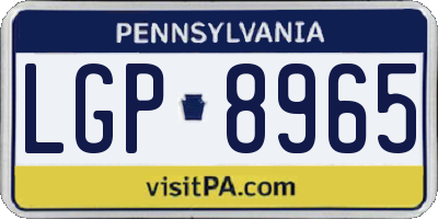 PA license plate LGP8965