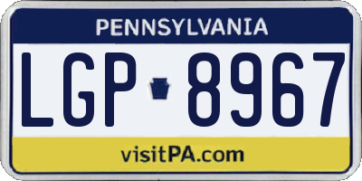 PA license plate LGP8967