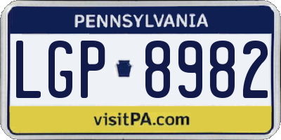 PA license plate LGP8982