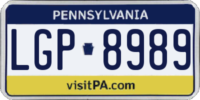 PA license plate LGP8989
