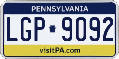 PA license plate LGP9092