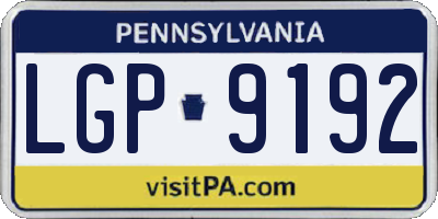 PA license plate LGP9192