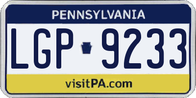 PA license plate LGP9233