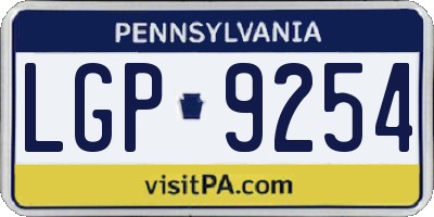 PA license plate LGP9254