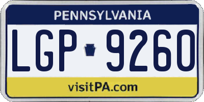 PA license plate LGP9260