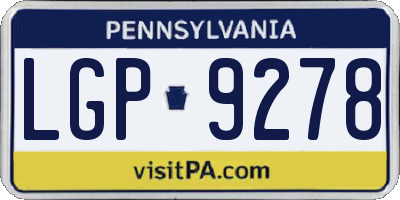 PA license plate LGP9278