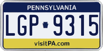 PA license plate LGP9315