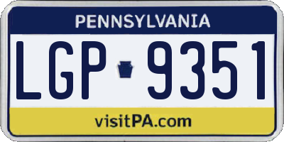 PA license plate LGP9351