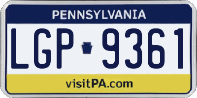 PA license plate LGP9361
