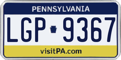 PA license plate LGP9367
