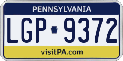PA license plate LGP9372