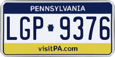 PA license plate LGP9376