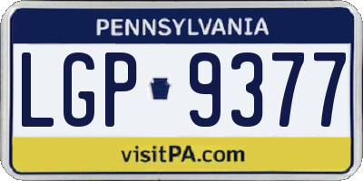 PA license plate LGP9377