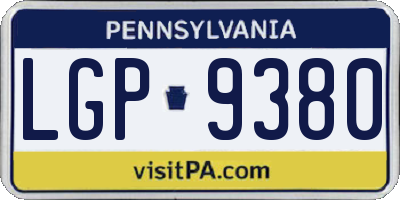 PA license plate LGP9380