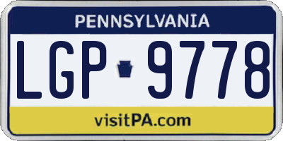 PA license plate LGP9778