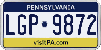 PA license plate LGP9872