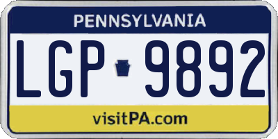 PA license plate LGP9892