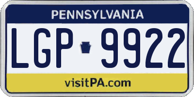 PA license plate LGP9922