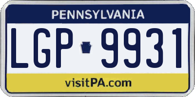 PA license plate LGP9931