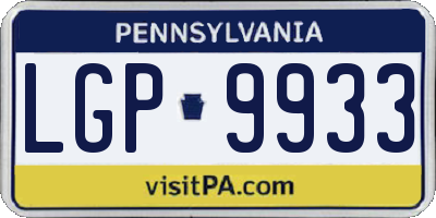 PA license plate LGP9933