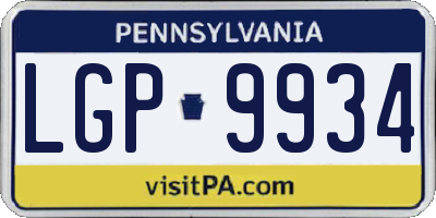 PA license plate LGP9934