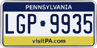 PA license plate LGP9935