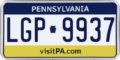 PA license plate LGP9937