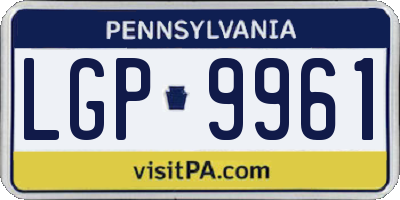 PA license plate LGP9961