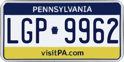 PA license plate LGP9962