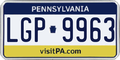 PA license plate LGP9963
