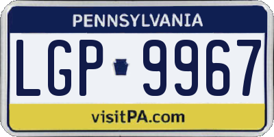 PA license plate LGP9967