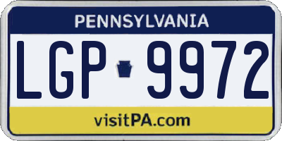 PA license plate LGP9972