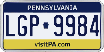 PA license plate LGP9984
