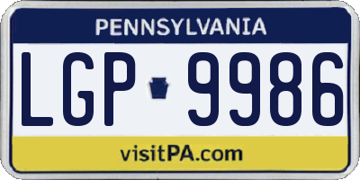 PA license plate LGP9986