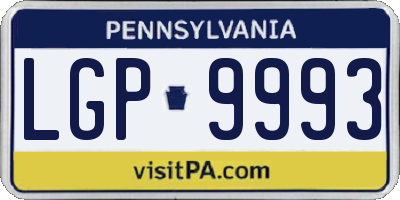 PA license plate LGP9993