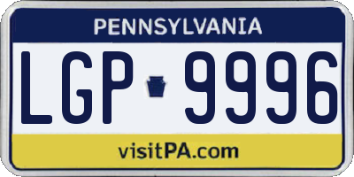 PA license plate LGP9996
