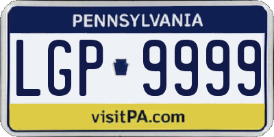 PA license plate LGP9999
