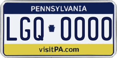 PA license plate LGQ0000