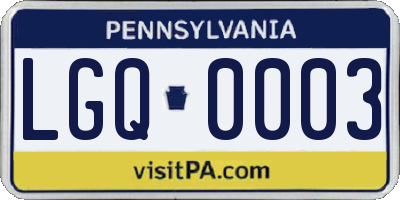 PA license plate LGQ0003