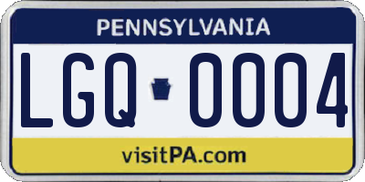 PA license plate LGQ0004