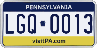 PA license plate LGQ0013