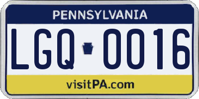 PA license plate LGQ0016