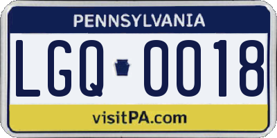 PA license plate LGQ0018