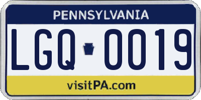 PA license plate LGQ0019