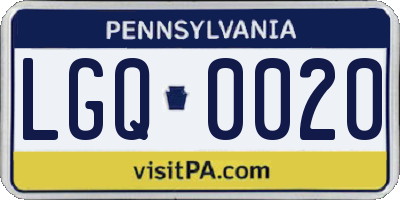 PA license plate LGQ0020