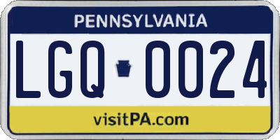 PA license plate LGQ0024