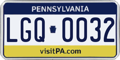 PA license plate LGQ0032