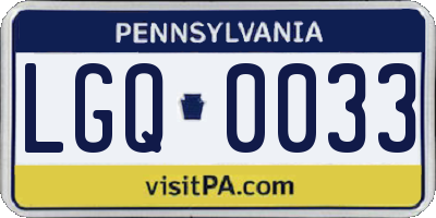 PA license plate LGQ0033