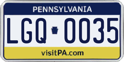 PA license plate LGQ0035