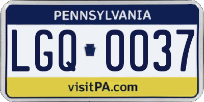 PA license plate LGQ0037